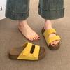 Super fire Velcro thick-soled slippers women's summer wear 2025 new one-word cool slippers small height-increasing sandals