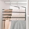 Nature Smile Pants Hangers 3pack, Heavy Duty Multi Layers Space Saving Slack Hangers,Non Slip 5 Tier Open-Ended Pants Hanger Closet Storage Organizer