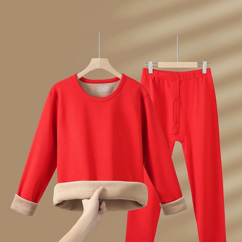 

Осенне-зимние термокомплекты мужские бархатные топы + длинные брюки удобные, приятные к коже, эластичные, утолщенные, теплые, набор из 2 предметов L красный