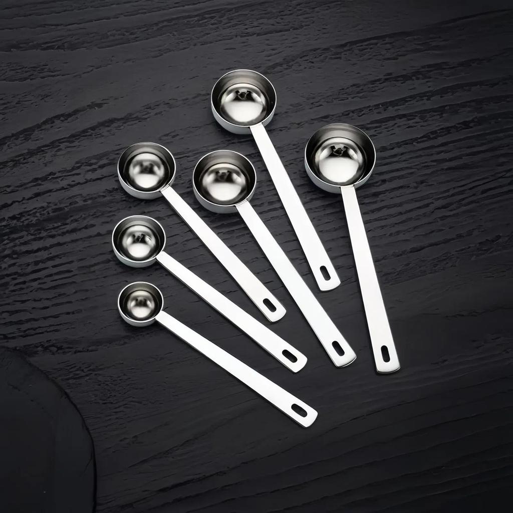304 Stainless Steel Measuring Spoons 5ml-30ml, Long Handle for Coffee, Milk Powder, and Baking