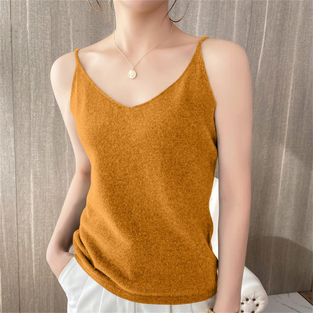 

Женские трикотажные топы с V-образным вырезом, повседневные блузки без рукавов, однотонные базовые майки L