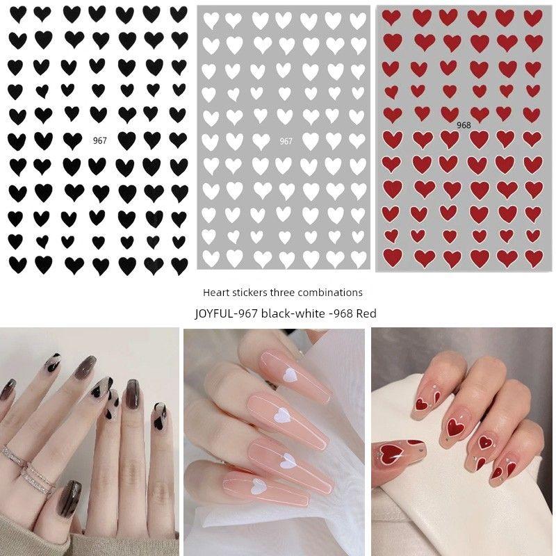 Internet Celebrity Peach Heart Nail Stickers Fresh White Heart Asterism Decals Fingernail Decoration Stars Heart Heart Stickers