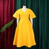 Abito estivo da donna Taglie forti Manica svasata Scollo a V Temperamento alla moda Abiti con gonna ampia e orlo