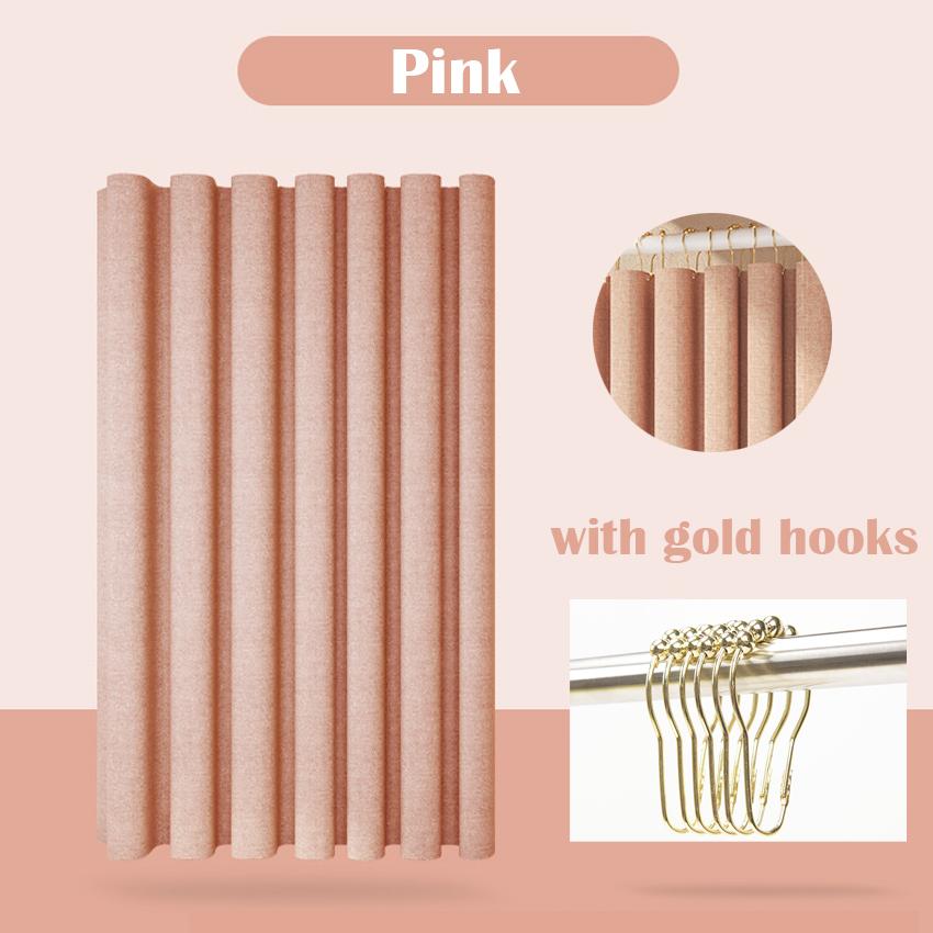 Luxury Thick Imitation Linen Shower Curtain Waterproof Bath Curtains For Bathroom Bathtub Large Bathing Cover with Metal Hooks