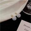 Silver needle mermaid color pearl earrings fairy fairy high sense removable two-wear stud earrings