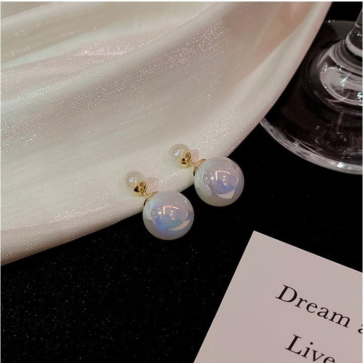 Silver needle mermaid color pearl earrings fairy fairy high sense removable two-wear stud earrings