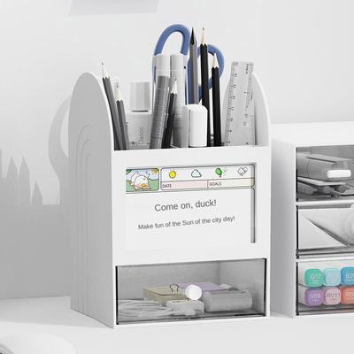 Multifunctional Creative Pen Holder Ins Style Student Office Desk Surface Panel Large Capacity Stationery Drawer Storage Box Book