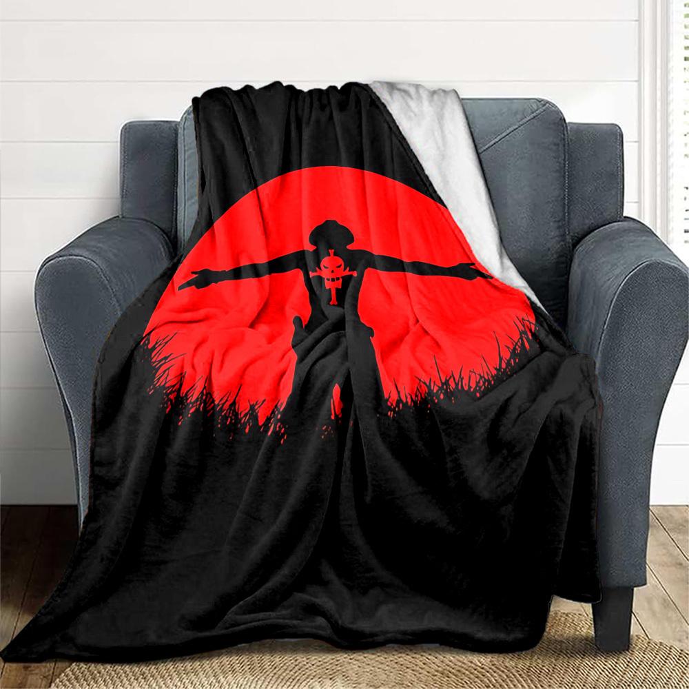 1pc ONE PIECE Ace Flannel Throw Blanket HD Printed Lightweight Soft Warm All Season Blanket for Sofa, Bed, Travel, Camping Machine Washable