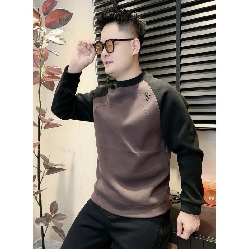 Mens Color Block Sweatshirt Casual Loose Fit Round Neck Long Sleeve Pullover Daily Wear