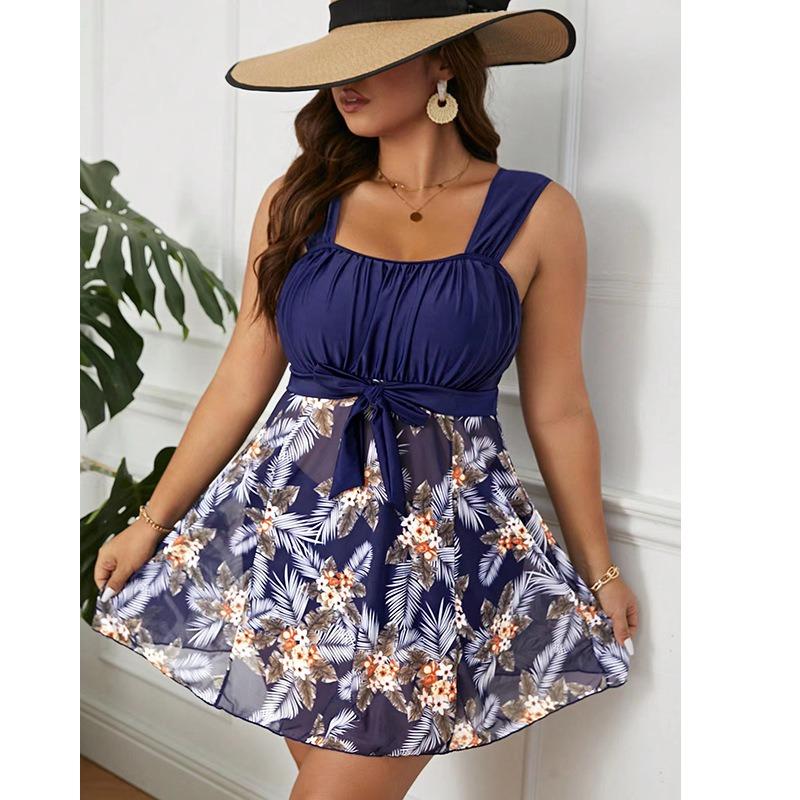 [Tankini Americano ed Europeo per Donna Robusta] Gonna a Colori Separata Boxer Indipendenti Costume da Bagno Conservativo Taglie Forti Donna