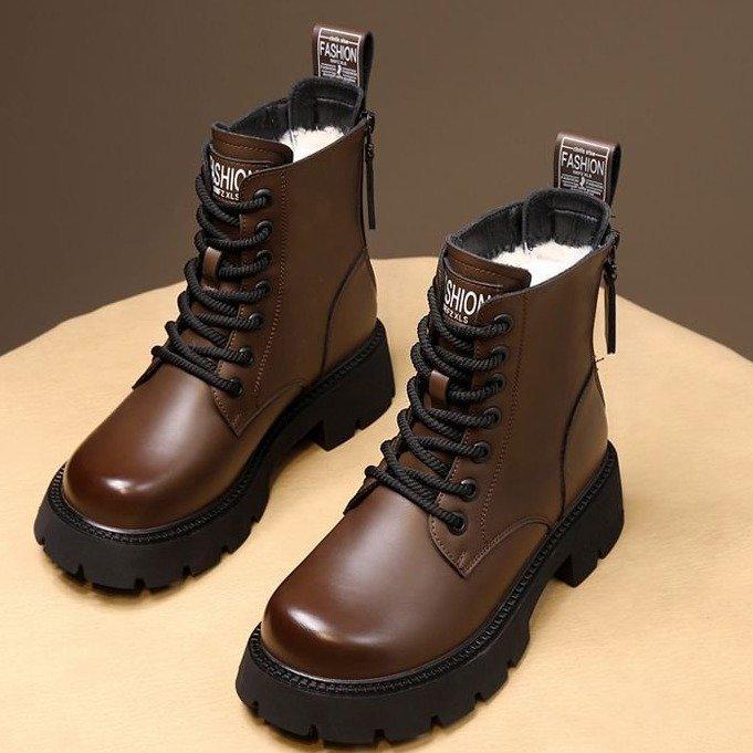 Northeast cold-proof plush snow boots Martin boots women's winter plush thickened bottom cold-proof warm cotton shoes Lamb wool cotton boots