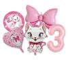 5pcs Marie Cat Bow Balloons Pink Girls Birthday Party Balloons Decoration Cartoon Marie Cat Animal Pet Balloon Baby Shower Decor