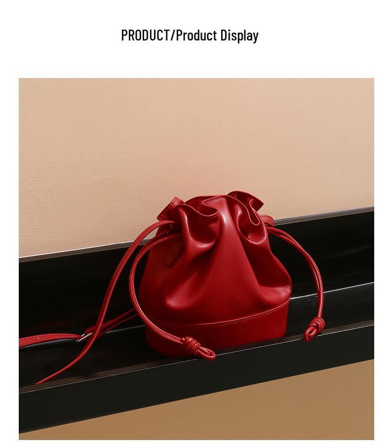 Lambskin Cloud Drawstring Bag: High-End Leather, Large Capacity, Crossbody & Underarm Style