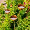 Durable Steel Garden Stake 3Pcs Ground Weatherproof Metal Stakes Multi-functional Insect Trough Accessory Bird Watering Station for Outdoor Yard Patio