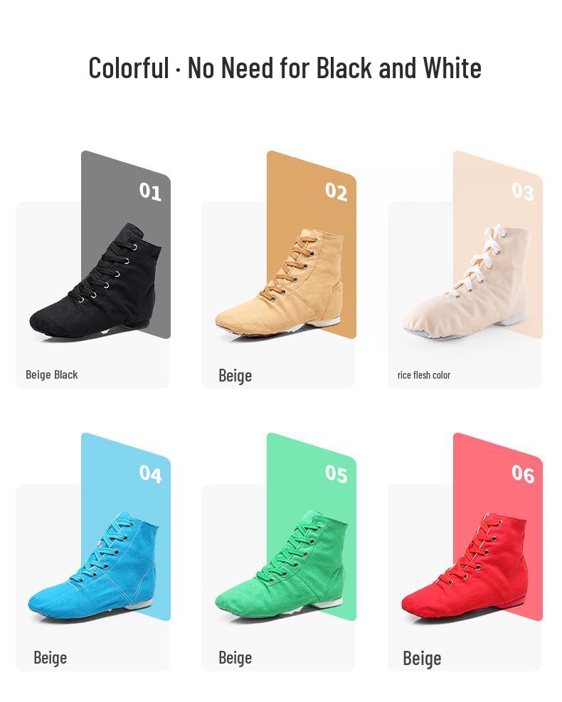 White Canvas High-Top Jazz Dance Shoes for Women & Men - Soft Sole Ballet Training Boots