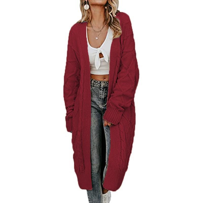 Womens Oversized Knit Cardigan Sweater Long Sleeve V-Neck Loose Fit Chunky Cable Winter Coat