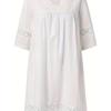 Vestido de fiesta holgado con escote en V y manga 3/4 con costuras de encaje para mujer