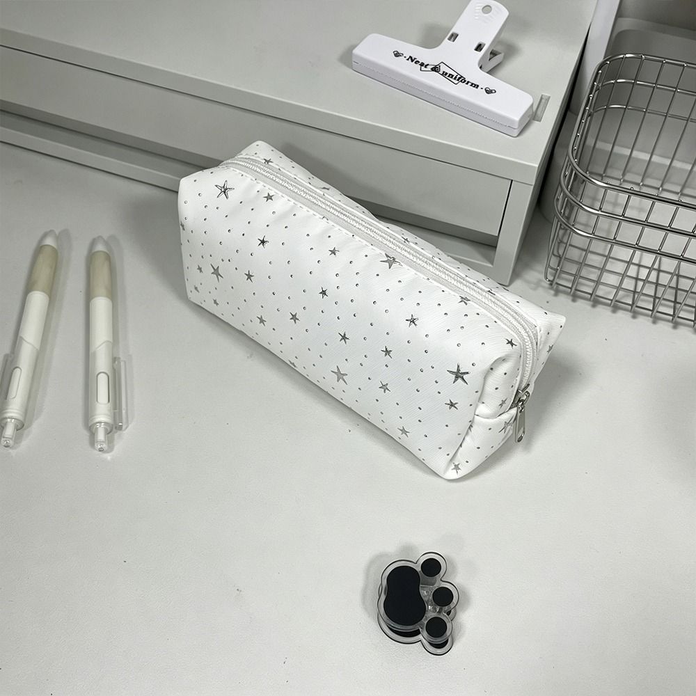 Multi-functional Star Polka Dot Storage Bag Large Capacity Zipper Design Pencil Case Stationery Bag Students