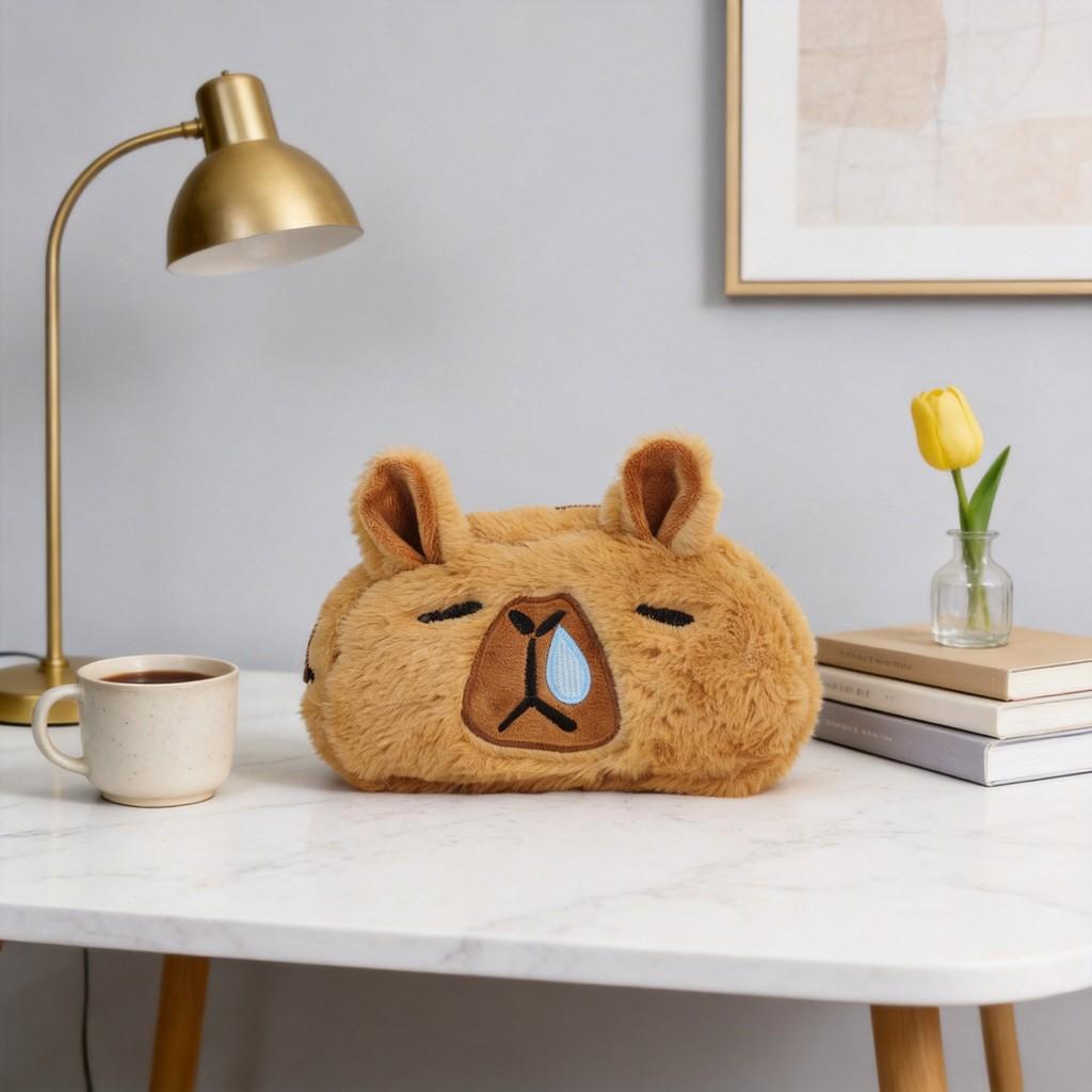 Capybara Plush Pen Case With Large Capacity For Kids And Teens Stationery Storage Bag