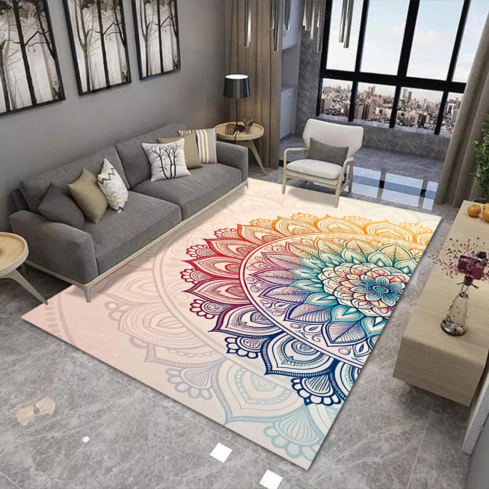 Mandala Carpet Mat Rug 3D Bohemian Colorful Floral Design Modern Living Room Home Decor Non-Slip Soft Floor Mat Bedroom Decor