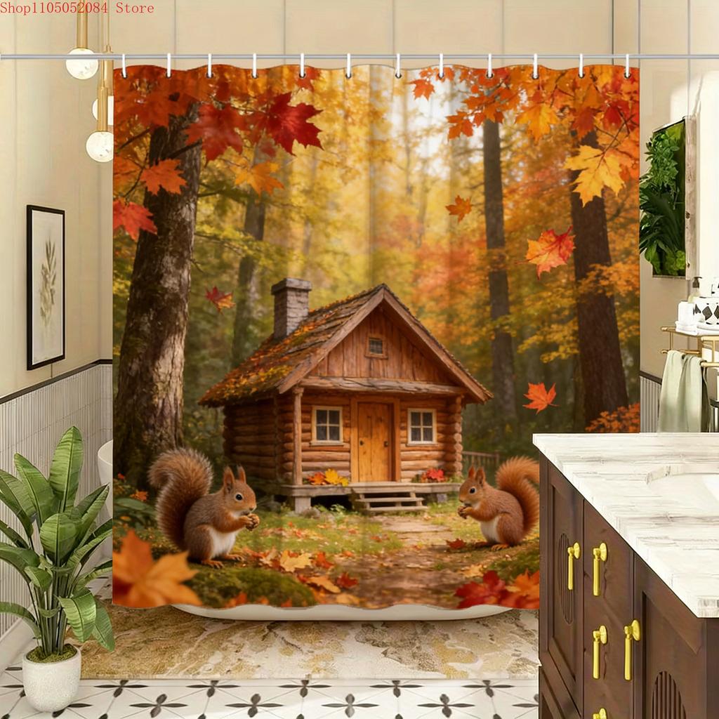 Whimsical Candy House & Gnomes with Lollipops Waterproof Shower Curtain for Bathroom Decor