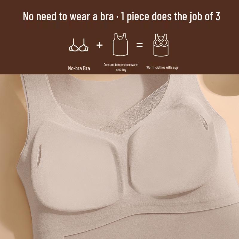 Women's Seamless Thermal Mesh Vest with Built-in Bra
