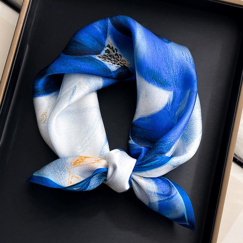 100% Nature Silk Scarf Women Neck Square Headband Scarves Bandana Fashion Hijab Poncho Scarves Pashmina  Female Foulard 53cm