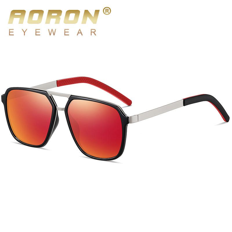 aoron Polarized Driving Sunglasses Fashionable Men's Metal Large Frame Outdoor Color-changing Sunglasses