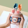 850ml Stainless Steel Children's Insulated Cup Portable Thermos Water Bottles with Strap and Straw Cute Cartoon Big Belly Cups
