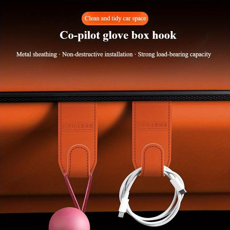 Universal Car Glove Box Organizer with Hooks -  Synthetic Faux Fur, Non-Destructive Installation, Strong Load-Bearing Capacity