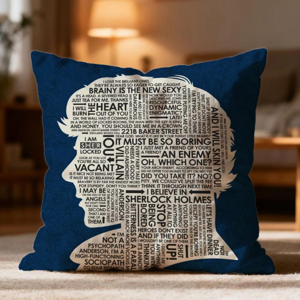 Hot S-SSherlock Holmes Cushion Cover Soft Washable Pillow Case Multi-Scene for Couch Bed Travel Office Use