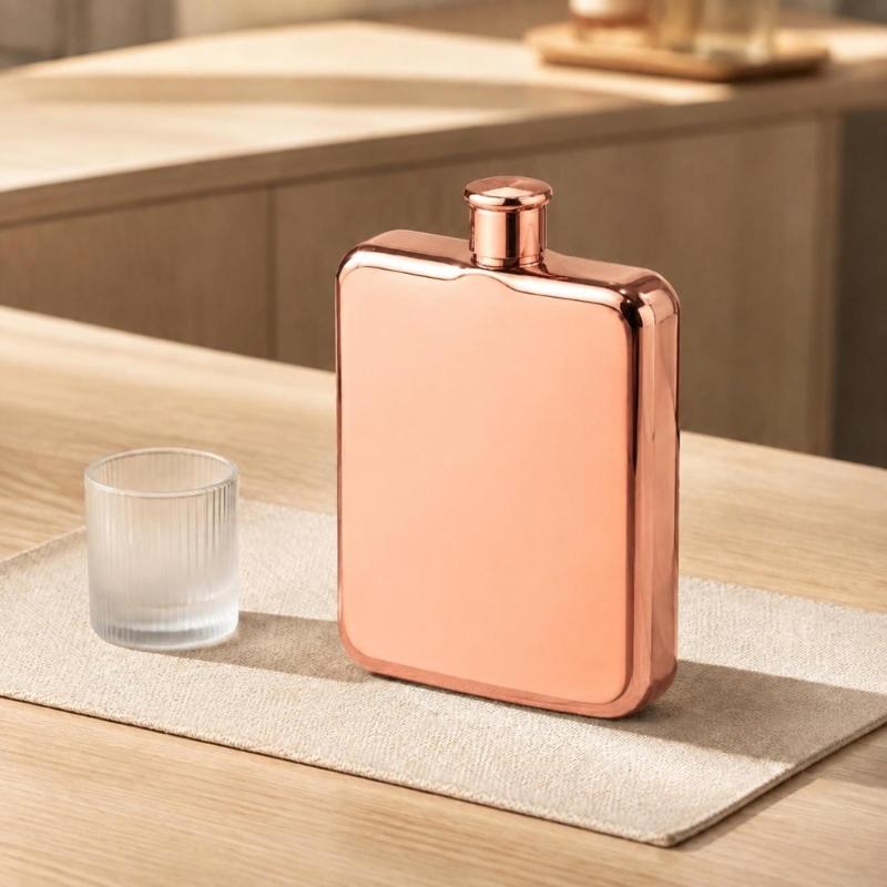 Portable Stainless Steel Square Hip Flask With Screw Lid, 7oz Small Pocket Liquor Bottle For Easy Carrying In Backpacks Or Bag