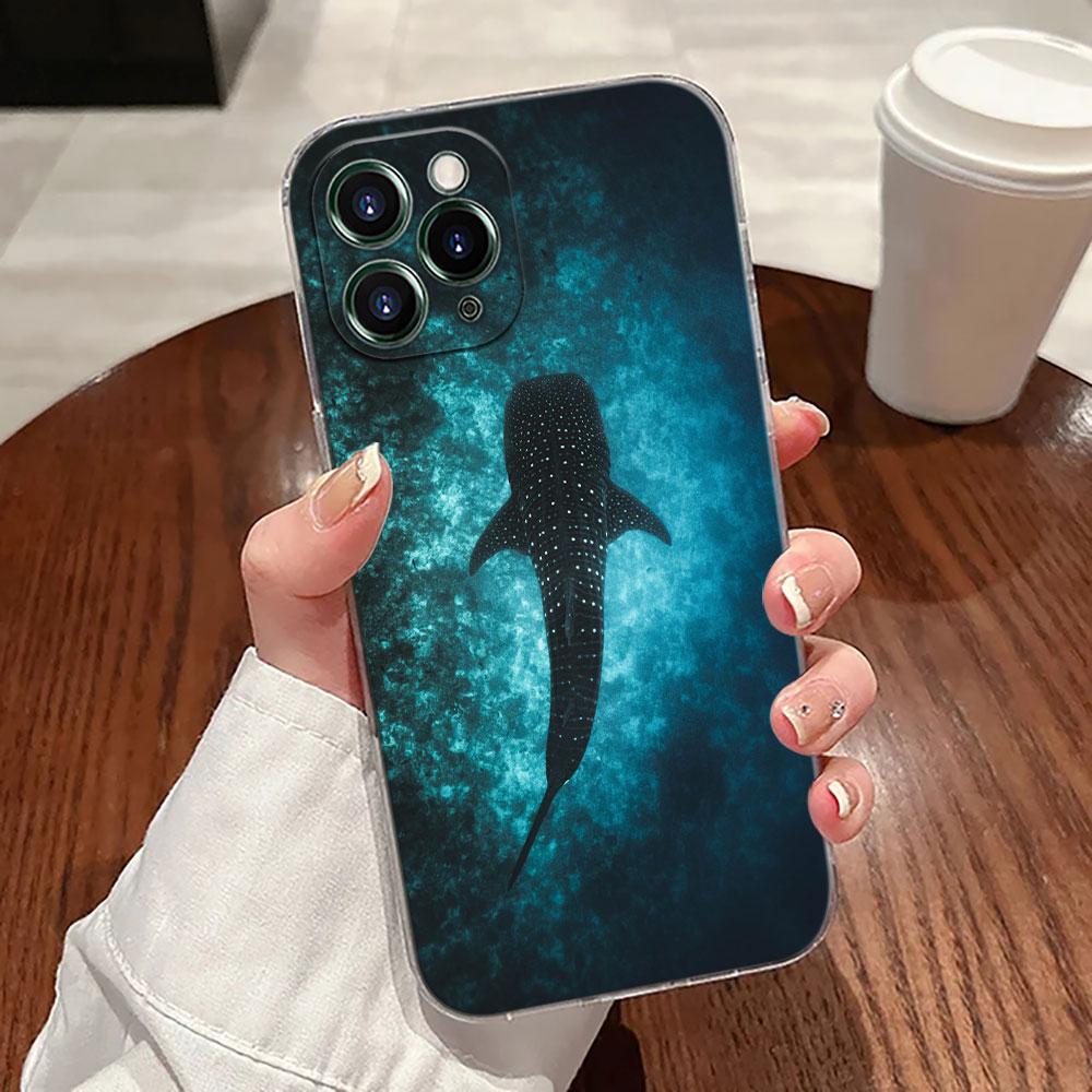 Ocean Whale Shark Swimming Case For Apple iPhone 17 16 15 14 13 12 11 Pro Max 16 Plus 16E 17Air 17Pro Phone Cover Silicone Funda