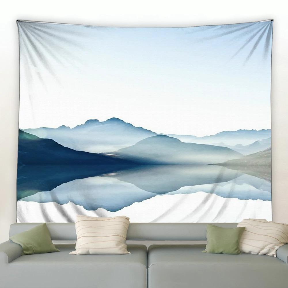 Китайский стиль Живопись тушью Горный пейзаж Гобелен Спальня Гостиная Гобелен Украшение — фото 11