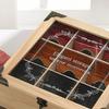 Wooden Tea Bag Organizer Box 9 Compartments Storage Teabag Holder Container with Transparent Lid for Countertop Tea