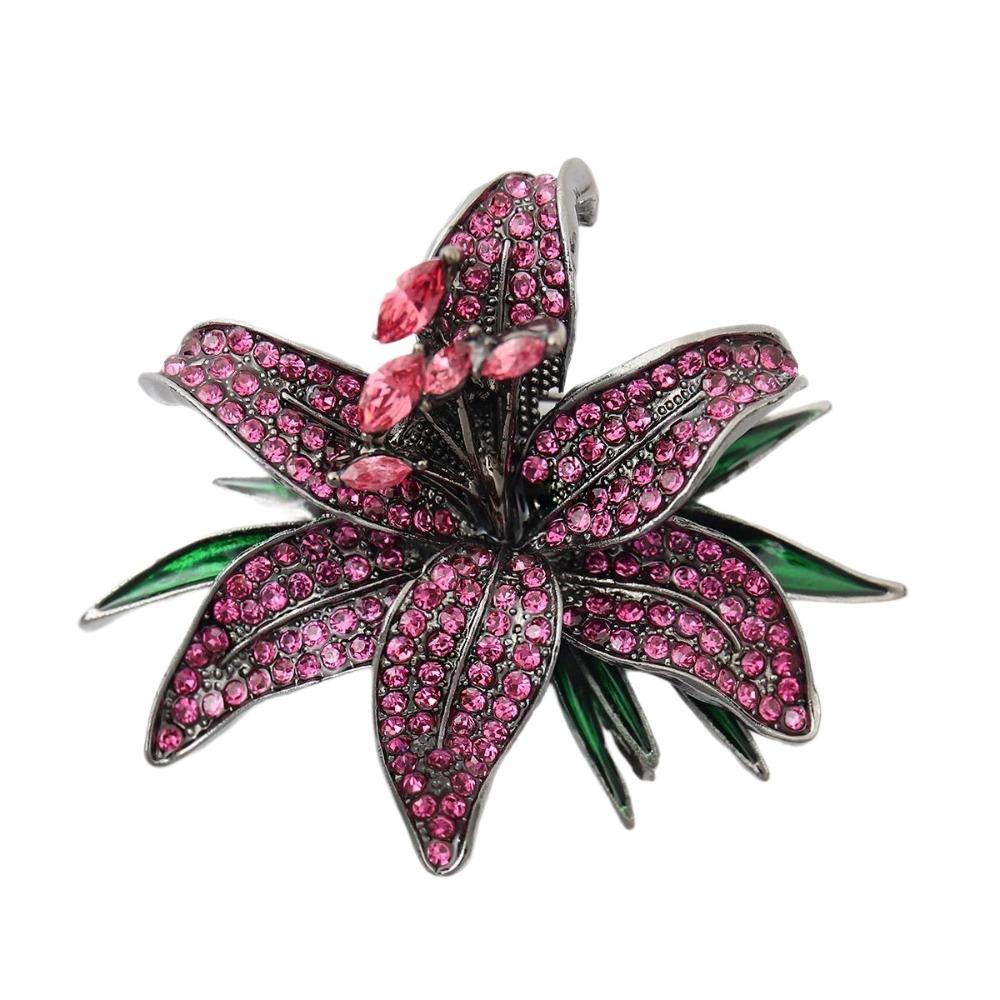 Enamels Rhinestones Pin Zinc Zinc Alloy Glossy Brooch Fashion Flower Brooch  Women фиолетовый