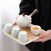 Rotating Ceramic Kung Fu Tea Set with Side Handle Filter Pot