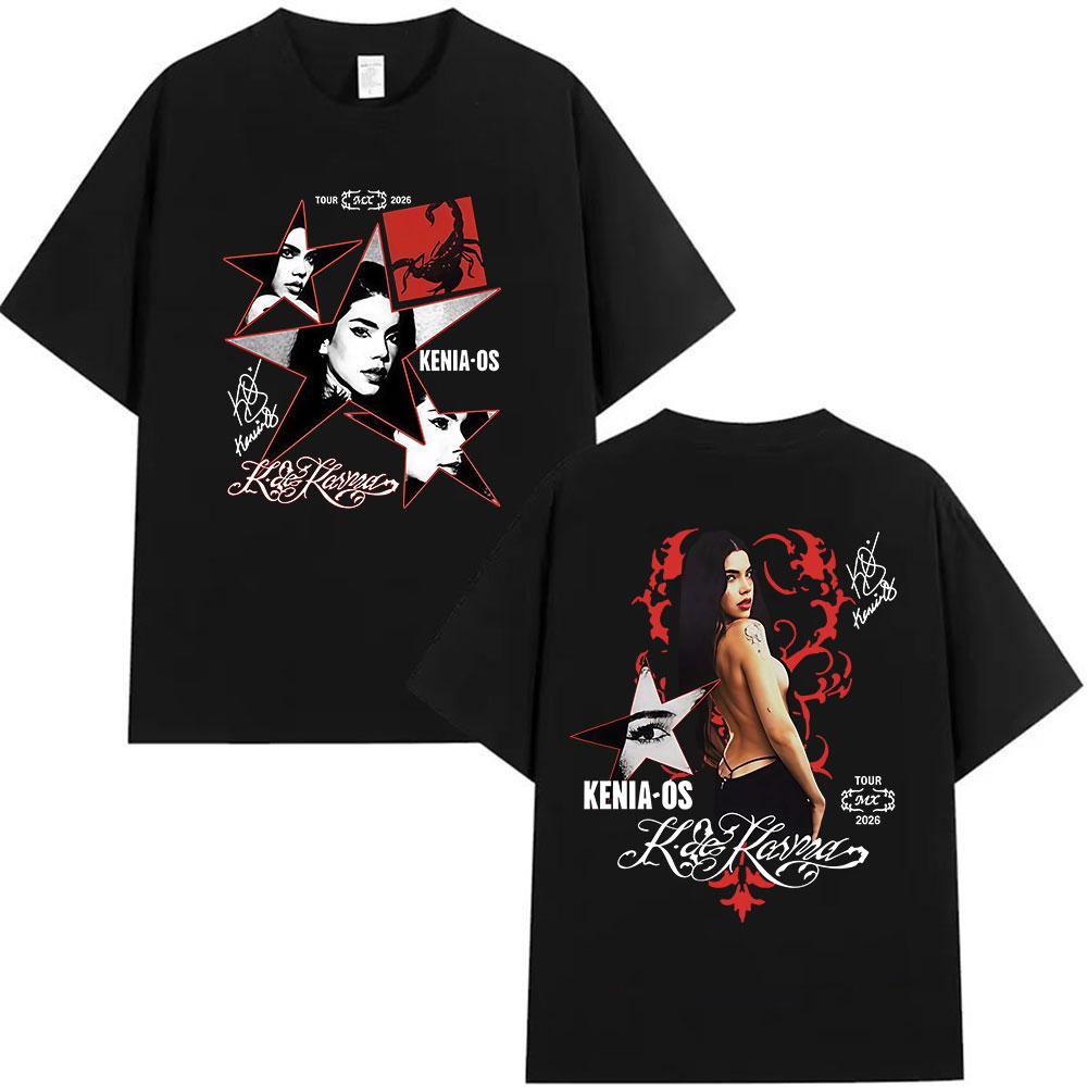 

Singer Kenia Os K De Karma Tour 2026 Vintage Graphic T Shirts Unisex Women Gothic Hip Hop Pop Music Short Sleeve Tshirt Streetwear 4XL