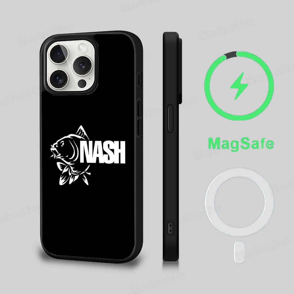 Nash Horgász Logo Telefontok Mágneses Tok iPhone 16 14 13 12 11 15 Pro Max Plus-hoz Magsafe Vezeték nélküli Töltéshez Borító