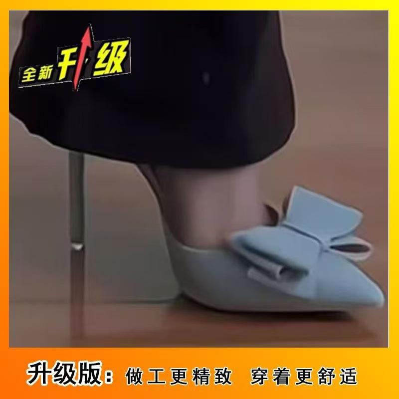 High heels pointed bow light mouth single shoes spring and autumn new summer thin heels thin high-end women