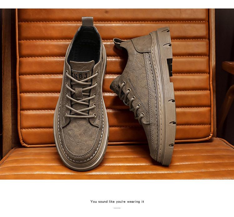 2025 Men's Autumn Leather Low-Top Martin Boots - Soft Sole Casual Workwear Shoes.