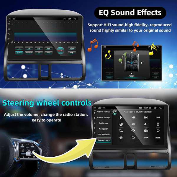 Compatible with 01-06 Honda CR-V: Android Big Screen Navigation, Bluetooth, Reverse Camera, CarPlay.