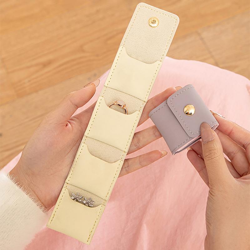 Foldable Jewelry Organizer Pouch With Multi Compartments For Rings Necklaces Earring Mini Travel Jewelry Roll Bag With Buckle