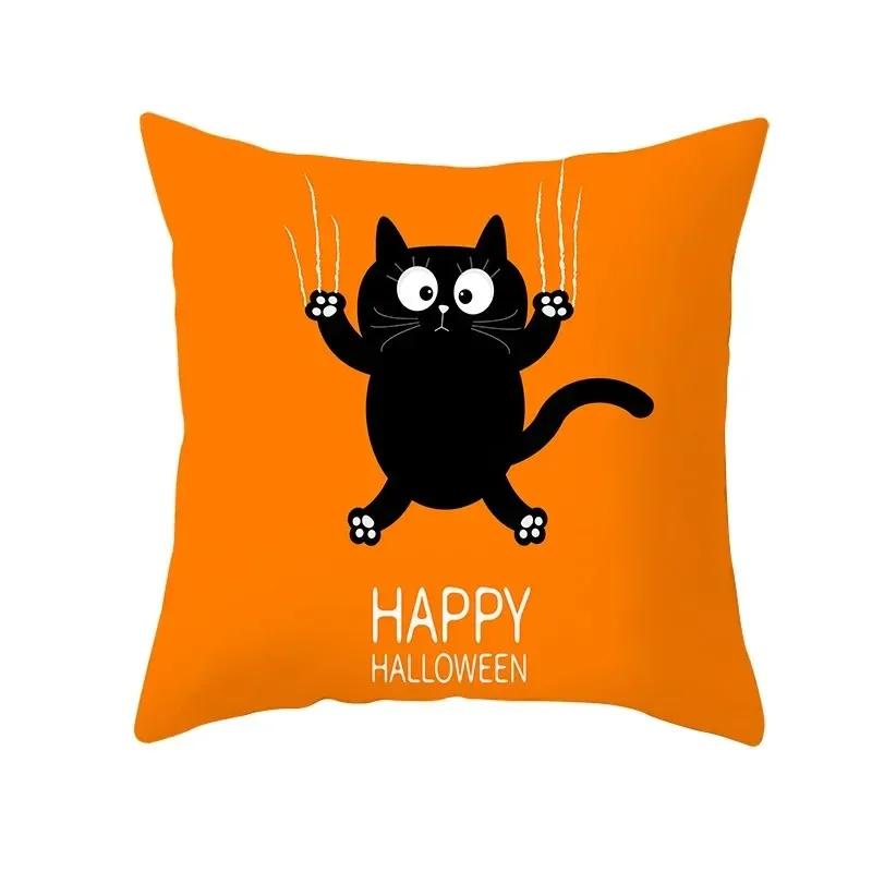 Halloween decorative cushion funny cat pillow sleeve is suitable for home living room sofa waist cushion bedroom decoration