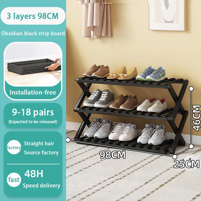 Folding Shoe Rack Multi-tier Shoe Rack for Entryway Balcony Potted Plant Shelves Simple Assembly Shoe Rack Make Of Bamboo