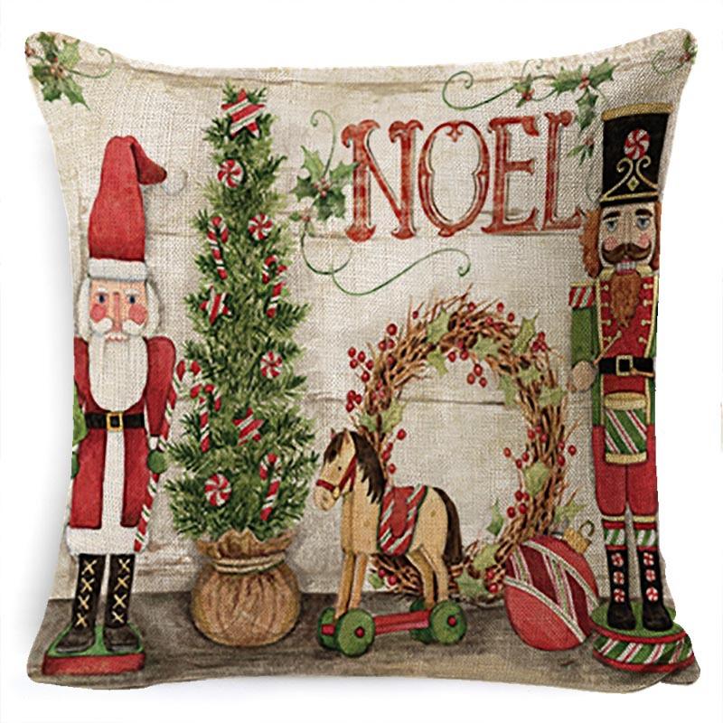 Pillow Cushion Cover Linen Santa Claus Pillow Cover Linen Material