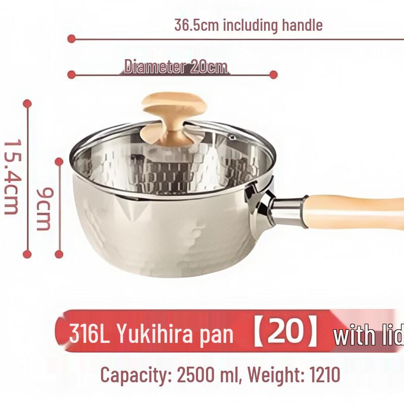 20cm 316 Stainless Steel Yukihira Saucepan