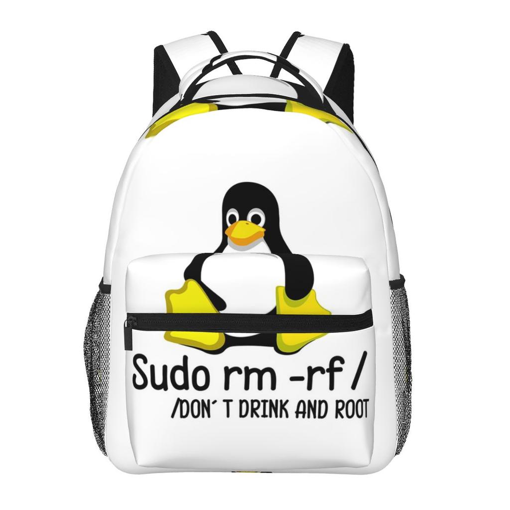Root Programmer Linux Tux Penguin Coding Student Backpack School Bag Hiking Travel Daypack for Boys Girls Bookbag Shoulder Bags