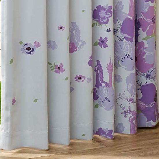 Disney Tangled Set of 4 Blackout 2 Lace 100cm Wide x 135cm Machine Character Disney Sizes Curtains, (2 Curtains, Curtains), Long, Washable, Princess,
