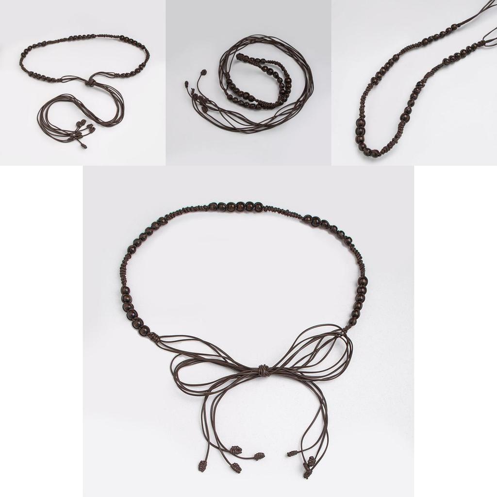 Bohemian Ethnic Waist Rope With Wooden Beads Handmade Tie For Leisure And Festival Looks